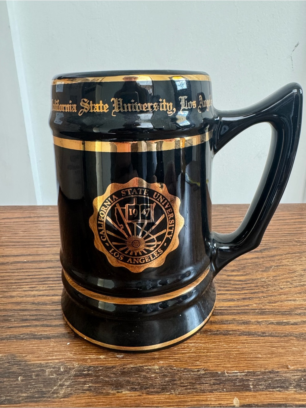 California State University of Los Angeles Black and Gold Ceramic Beer Stein